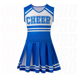 Uniforme de pom-pom girl personnalisé OEM pour femmes, en polyester respirant, séchage rapide, tenue d'entraînement d'équipe, haut sans manches et jupe, pour la danse scolaire - Product Image 1