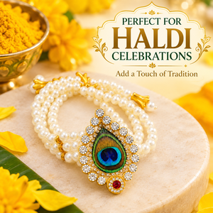 Pulsera de Perlas Morpankh para Mujer |   Joyería Festiva Tradicional para Recuerdos de Boda Haldi, Mehendi y Sangeet - Product Image 4