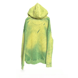 Sudadera con Capucha Verde Tie-Dye con Cierre para Hombre, Estilo Urbano Oversize, Diseño de Parches, Tejido de Algodón, Ropa Casual de Primavera - Product Image 2