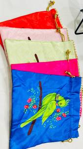 Silk <b>Potli</b> <b>Bag</b> Traditional Indian Drawstring Pouch, Ethnic Gift <b>Bag</b> for Women, Return Gift & Thamboolam, Pooja, - Product Image 1