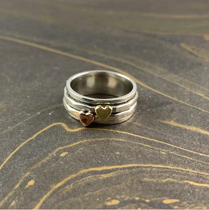 New Design Silver 925 Spinner <b>Ring</b> Heart Shape Wide Band Moving <b>Fidget</b> Worry Jewelry Gift For Women Daily Wear - Product Image 3