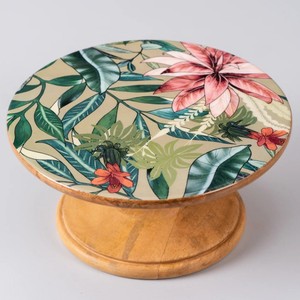 Support à gâteau en bois imprimé – Présentoir rond à motifs floraux pour gâteaux, pâtisseries et décoration de table - Product Image 1