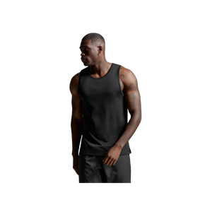 <b>Men's</b> <b>Black</b> O-Neck Sleeveless <b>Tank</b> <b>Top</b> Solid Color Breathable Knitted Casual Workout Gym Wear - Product Image 1