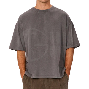 T-shirt noir pour homme, 100% coton, coupe ample, streetwear personnalisé, t-shirt uni - Product Image 4