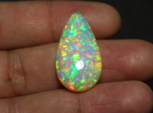 Ópalo Etíope Natural de Calidad Súper Fina, Cabujón en Forma de Pera de 28.5x15.5x7.5mm, 12.40 Quilates, Gema Multifuego, Piedra Welo, HASNAIN GEMS - Product Image 4