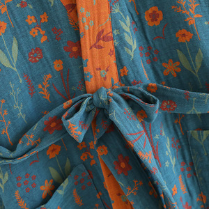 Peignoir Kimono Yukata en Coton Jacquard Teint en Fil, Élégant et Décontracté pour Femme, Fermeture à Cordon, Anti-Bactérien, Écologique - Product Image 3