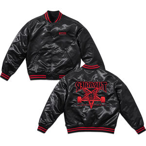 เสื้อแจ็กเก็ตบอมเบอร์ผ้าซาตินสำหรับผู้ชายเสื้อแจ็คเก็ตผ้าซาตินผ้าบางอบอุ่นปักลายผ้าโพลีเอสเตอร์ให้ความอบอุ่นด้านหลังเรียบแฟชั่นใหม่2023 - Product Image 3