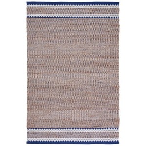 Tapis rectangulaire tressé fait main en jute à poils ras, motif géométrique, style oriental, avec envers antidérapant en jute, pour salon et usage domestique - Product Image 1