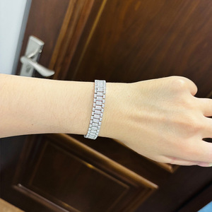Bracelet pour homme en argent 925 avec diamants Moissanite, léger, style Iced Out, chaîne tennis à maillons baguette, bijoux de luxe Hip Hop pour hommes - Product Image 5