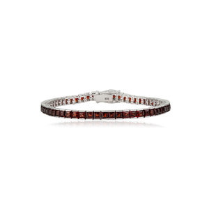 Buy Now Natural Garnet January Birthstone Sleek Stackable Tennis <b>Bracelet</b> in <b>Solid</b> 925 Sterling <b>Silver</b> Wholesale Price - Product Image 1
