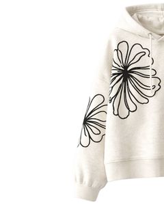 Conjunto de Sudadera con Capucha y Pantalones Deportivos de Algodón y Poliéster para Mujer, Estampado Floral, Sudadera con Capucha, Pantalones con Cintura Elástica, Ropa Casual para Invierno - Product Image 2