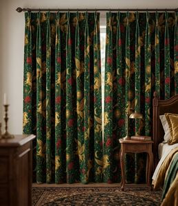 Cortina de ventana con diseño de unicornios alados y sol, de terciopelo o tela opaca, estilo Art Nouveau, decoración de fantasía celestial. - Product Image 1