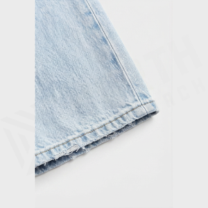 Jean en denim coupe droite délavé clair pour homme, taille haute, coupe classique, en coton, style décontracté, pantalon de printemps - Product Image 6