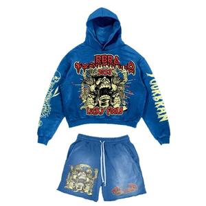 Conjunto de Sudadera con Capucha y Pantalones Cortos para Hombre, Personalizado, Ecológico, con Protección UV, Lavado Ácido, Transpirable, de Nailon/Algodón, Cintura Elástica - Product Image 5