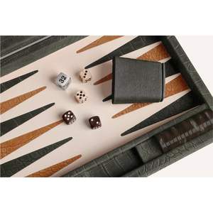 Jeu de Backgammon Premium en Cuir Végétalien avec Gobelets à Dés, Plateau Pliant Portable pour Décoration Intérieure et Divertissement en Voyage - Product Image 2