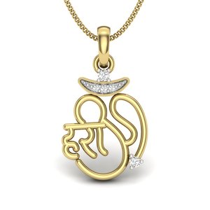 Pendentif en or jaune avec diamants ronds taille brillant, style classique, bijoux pour femmes - Product Image 3