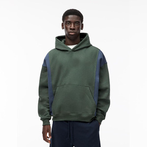 Autumn and Winter Wholesale Plain Blank 450gsm Oversized Pullover Hoodie 100% Cotton Fleece Color Block Panel Hoodies Men - Product Image 1