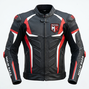 Chaqueta de Motociclista de Cuero Personalizada, Chaqueta de Cuero Genuino Perforada para Motociclismo, Marca Privada - Product Image 6