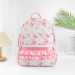 Factory Wholesale Low Moq Custom Quilting Bags Kids Toddler Cute School Bag New Fashion Floral Bow Printed Quilted <b>Backpacks</b> - Product Image 2