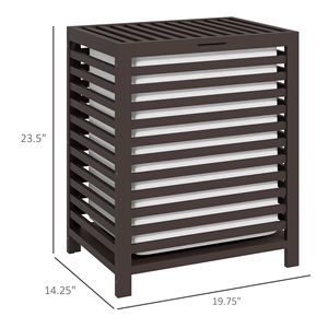 Cesto Portabiancheria in Vimini 55L con Coperchio e Fodera Rimovibile 19.75x14.25x23.5in Colore Caffè - Product Image 3