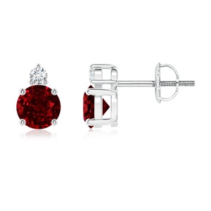 Ruby Round Cut Stud <b>Earrings</b> 14kt Rose Gold <b>Fine</b> Jewelry Real Diamond Screw Back July Birthstone Luxury Gift <b>Earrings</b> - Product Image 1