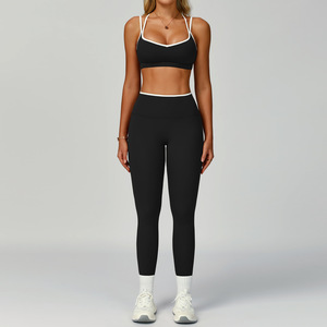 2026 New Design 4pcs Soft Fabric Breathable Quick Dry Workout Sets Women Cross Beauty Back Tops Fashion Outdoor Gym Wear Solid - Product Image 2