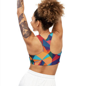 Hermoso conjunto de entrenamiento deportivo personalizado de talla grande con logo frontal de elastano y alta sujeción para práctica de cheerleading - Product Image 6