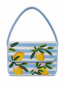 Sac de soirée à rabat perlé avec motif agrumes, sac à bandoulière fait main pour les soirées - Product Image 1