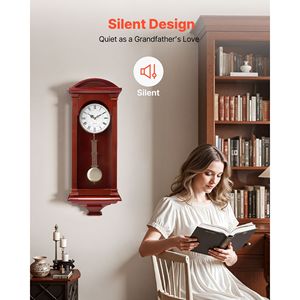 Orologio da Parete Vintage in Legno di Pino e MDF con Movimento al Quarzo Classico e Design Silenzioso, 26,7 Pollici, Orologio a Pendolo - Product Image 5