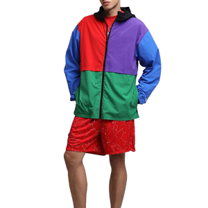 Men's Color Blocking Hooded Windbreaker <b>Jacket</b> With Zipper Closure Streetwear Style Waterproof Polyester Spring Outfit - Product Image 1