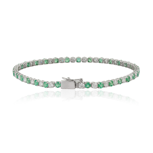 Wholesale Factory Price Dainty Emerald & Diamond Solid K14 <b>White</b> Gold Sleek <b>Bracelet</b> Minimal Stacking Jewelry Everyday Wear - Product Image 5