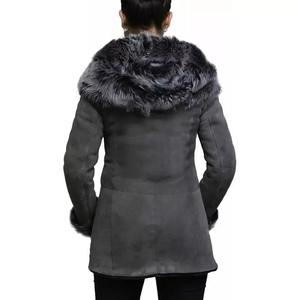 Manteau parka long en laine et fourrure pour femme, à capuche, col montant, brodé, vintage, fermeture éclair et boutons, vêtement d'hiver de luxe - Product Image 5
