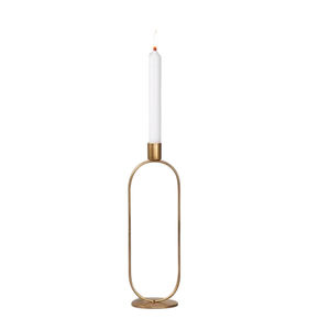 Candelabro de metal dorado de la mejor calidad, soporte ovalado para velas, para decoración del hogar, centros de mesa para bodas y eventos - Product Image 1