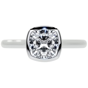 Classic Bezel Set <b>Cushion</b> Cut Moissanite Ring 14K Solid White Gold Engagement Ring Solitaire Wedding Ring <b>For</b> Her - Product Image 2
