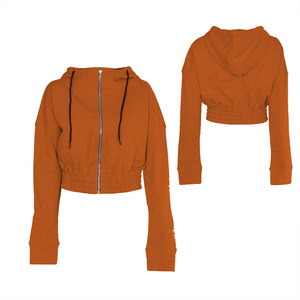 Sudadera con Capucha Corta Personalizada para Mujer, Oversize, de Felpa, 100% Algodón, Lavado Ácido, Bordada, Manga Larga, Transpirable - Product Image 2