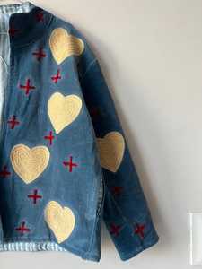 Impresionante y Hermosa Chaqueta de Mujer con Bordado de Corazón Festivo, Ropa Exterior Bohemia, Abrigo de Terciopelo con Bordado Suzani para Chicas - Product Image 6