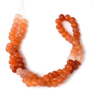 Piedra de Luna Naranja Natural Tallada en Forma de Melón, Cuentas de Piedras Preciosas en Forma de Rondelle para la Fabricación de Joyas, Hilo de Piedras Sueltas - Product Image 1