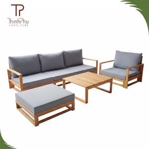 All-Weather Sofa Set Acacia Convertible Indoor and Outdoor Living Room and Patio Furniture for Hotel Villa Garden - Product Image 1