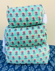 Handmade Cozy Large Zipper Reusable Eco-Friendly Lightweight Foldable Indian Hand Block Printed Floral Pattern Durable <b>Case</b> - Product Image 4