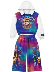 HQR Apparel Acid Wash <b>Tie</b> <b>Dye</b> Winter Eco-Friendly Unisex Tracksuit <b>Set</b> Hoodie Pants Full Sleeve Front Logo Streetwear Sportswear - Product Image 6
