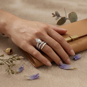 Luxury <b>Snake</b> Wrap Marquise Diamond <b>Ring</b> Textured <b>Gold</b> Designer Engagement & Anniversary Lab Grown Diamond Statement Jewelry - Product Image 4