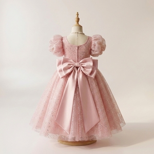 Vestido de niña con flores y purpurina rosa de la colección Tutupetti Lumirelle, vestido de princesa con mangas abullonadas para fiesta de cumpleaños, fabricante OEM ODM - Product Image 3