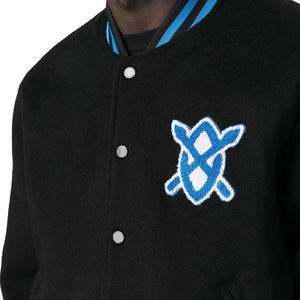 Chaqueta Varsity Personalizada para Hombre con Letras Bordadas en Chenille y Cuello Ribeteado a Rayas para Uso Casual - Product Image 3