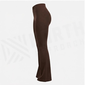 Ensemble de yoga 2 pièces North Approach : Crop top dos nu et short taille haute, marron uni, respirant, sans coutures, vêtements de sport - Product Image 3