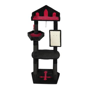 Albero per Gatti Gotico Nero da 49 Pollici con Robusti Tiragraffi in Sisal e Postazione a Forma di Bara per Gatti - Product Image 1