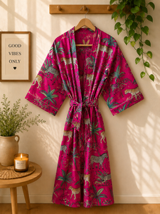 Wholesale Cotton <b>Kimono</b> Robe Women | Printed Open Front <b>Cardigan</b> | Vacation Resort Wear | Private Label OEM ODM Manufacturer - Product Image 2