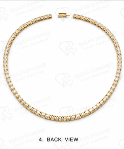 Collar de tenis de diamantes de laboratorio redondos premium, hecho a mano con engaste de cuatro puntas, simétrico y flexible, para ocasiones nupciales, joyería fina de lujo. - Product Image 2