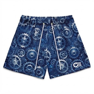 Unisex custom Gear Pattern Board <b>Shorts</b> Mid Waist Drawstring Quick Dry Casual <b>Swimwear</b> Sublimation Print Polyester <b>Short</b> <b>Shorts</b> - Product Image 1