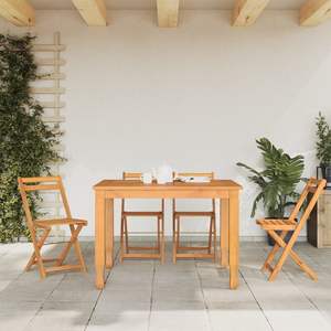 Ensemble de 4 chaises de bistrot pliantes en bois d'acacia massif marron, mobilier de jardin standard - Product Image 3