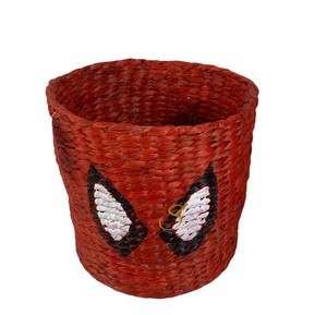Cesta de Jacinto de Agua Roja Tejida con Forma de Máscara de Araña, Caja de Almacenamiento Decorativa, Contenedor de Juguetes para Niños, Regalo Boho - Product Image 1
